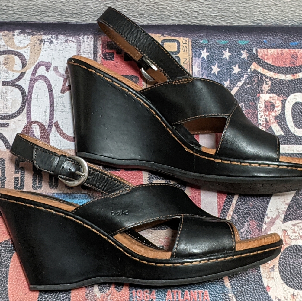 Born Concept Black Wedge Sandal